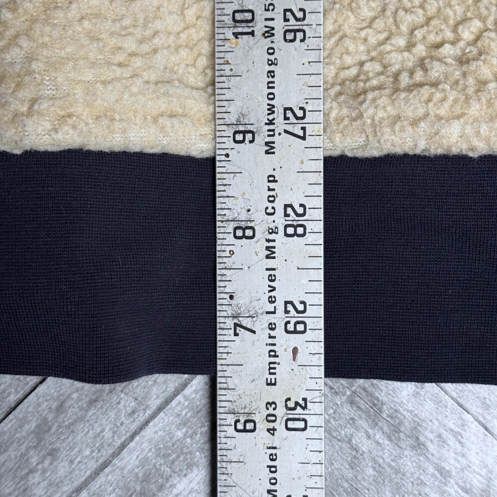 Jachs Cabin Mens XXL Sherpa Fleece Pullover Cream Navy Snap Mock Neck Jacket - Picture 6 of 7